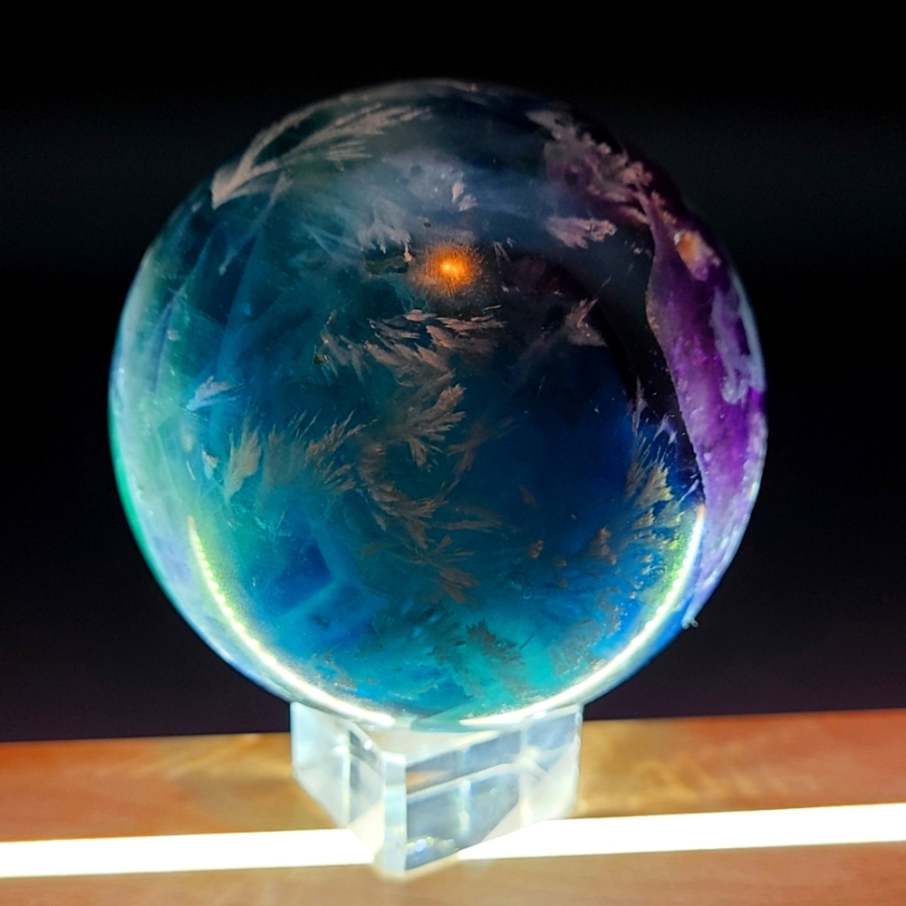 Big Snowflake (Feather) Fluorite Sphere
